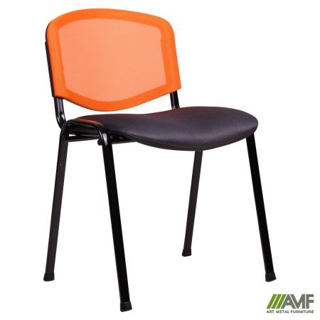 Фото 1 - Стул Изо Веб черный сиденье Сетка серая/спинка Сетка оранжевая 