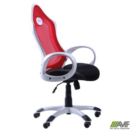 Фото 2 - Кресло Матрикс-1 Белый, сиденье Сетка черная/спинка Сетка бордовая