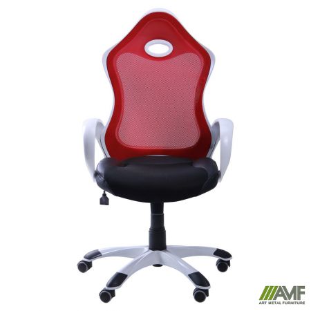 Фото 4 - Кресло Матрикс-1 Белый, сиденье Сетка черная/спинка Сетка бордовая