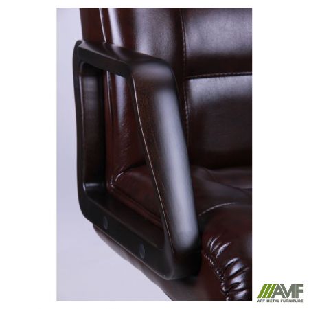 Фото 5 - Кресло Роял Экстра Механизм ANYFIX вишня Кожа Люкс комбинированная коричневая