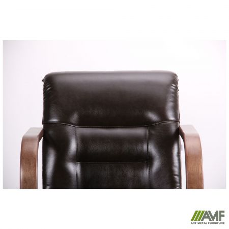 Фото 5 - Кресло Роял CF орех светлый Кожа Люкс комбинированная Черная