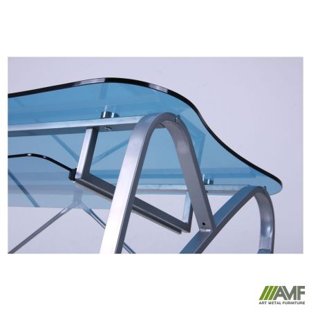 Фото 7 - Стол ST-S1221 Синее стекло/Серый МДФ/Серебристый металик 1000*545*760
