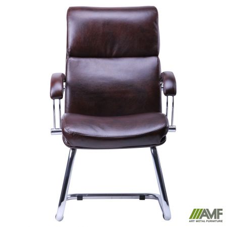 Фото 3 - Кресло Техас CF хром Кожа Люкс двухсторонняя темно-коричневая