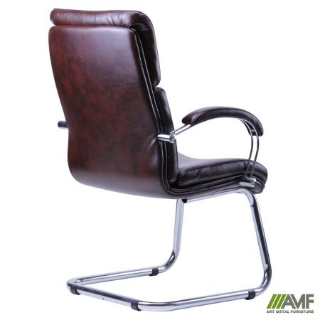 Фото 4 - Кресло Техас CF хром Кожа Люкс двухсторонняя темно-коричневая