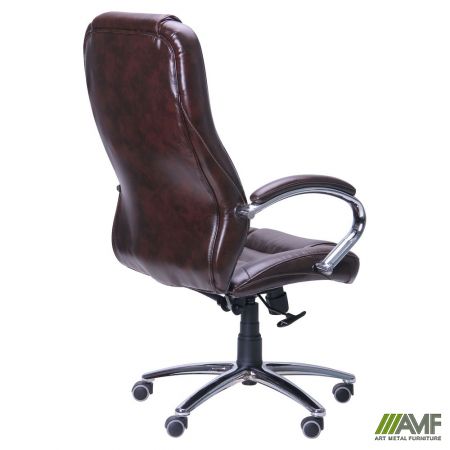 Фото 4 - Кресло Мустанг Anyfix Хром Кожа Люкс комбинированная Темно-коричневая