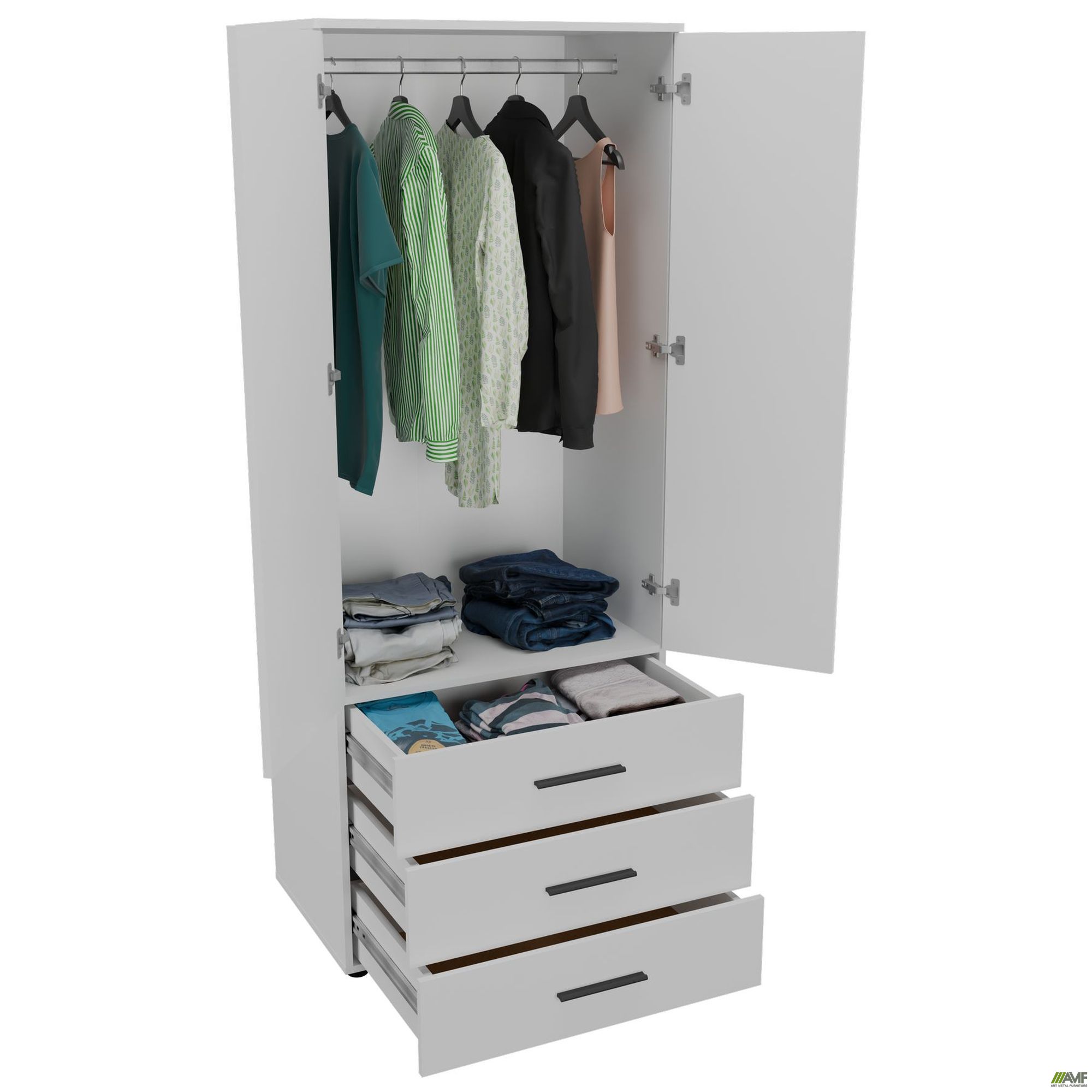 Фото 4 - Шафа гардеробна City 2-х дверна 3 шухляди (760х500х1930Н) Білий Фото 4 - Шафа гардеробна City 2-х дверна 3 шухляди (760х500х1930Н) Білий