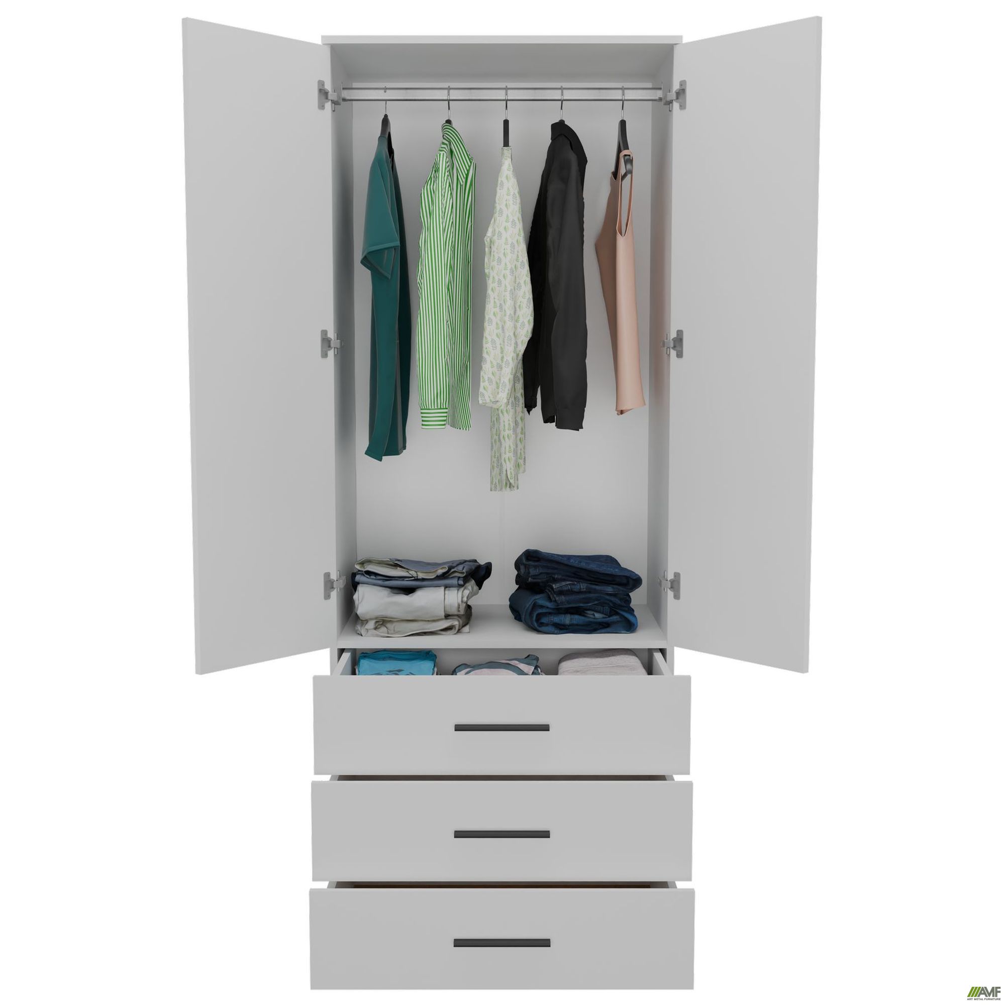 Фото 5 - Шафа гардеробна City 2-х дверна 3 шухляди (760х500х1930Н) Білий Фото 5 - Шафа гардеробна City 2-х дверна 3 шухляди (760х500х1930Н) Білий