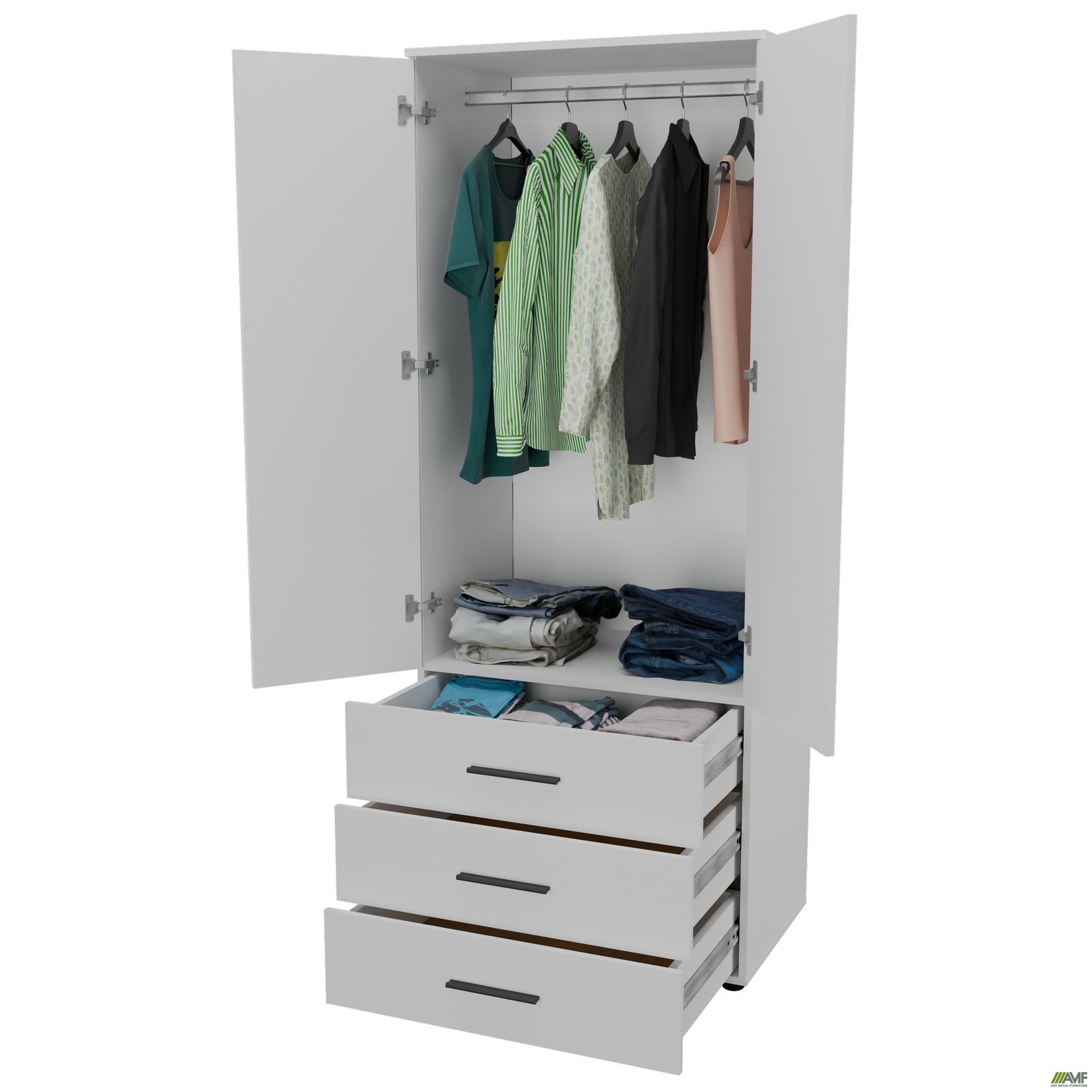 Фото 6 - Шафа гардеробна City 2-х дверна 3 шухляди (760х500х1930Н) Білий Фото 6 - Шафа гардеробна City 2-х дверна 3 шухляди (760х500х1930Н) Білий