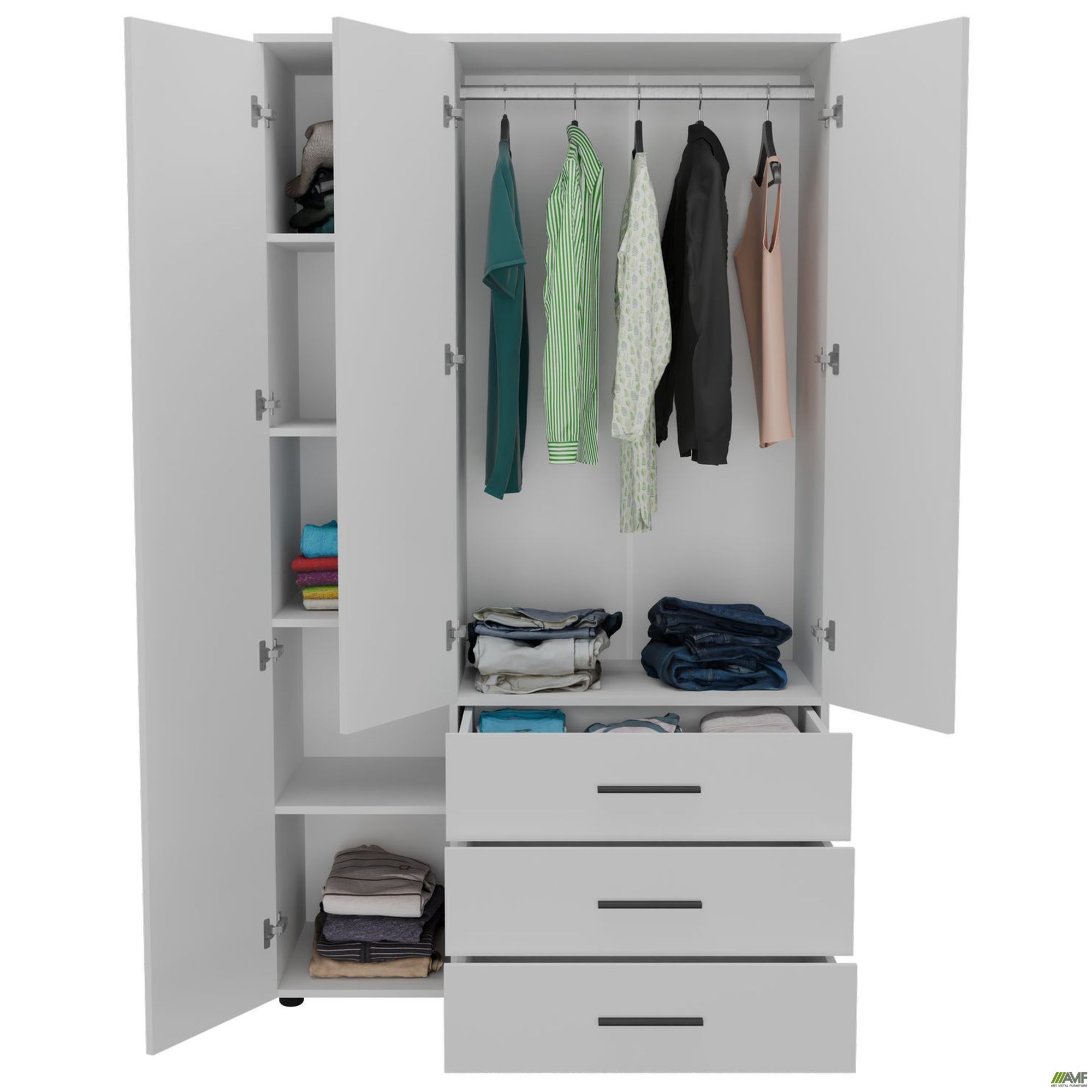 Фото 5 - Шафа гардеробна City 3-х дверна 3 шухляди ліва (1120х500х1930Н) Білий Фото 5 - Шафа гардеробна City 3-х дверна 3 шухляди ліва (1120х500х1930Н) Білий