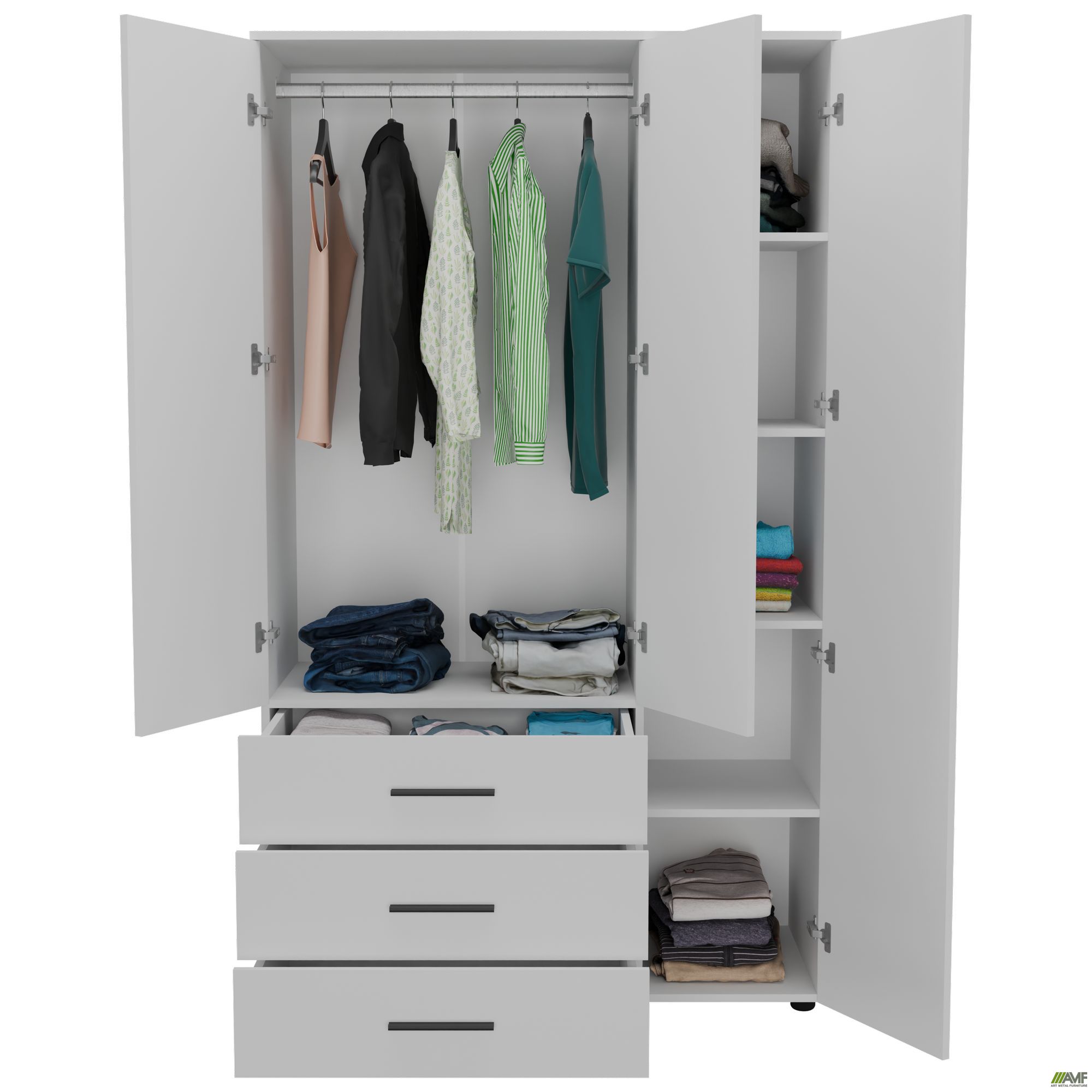 Фото 5 - Шафа гардеробна City 3-х дверна 3 шухляди права (1120х500х1930Н) Білий Фото 5 - Шафа гардеробна City 3-х дверна 3 шухляди права (1120х500х1930Н) Білий