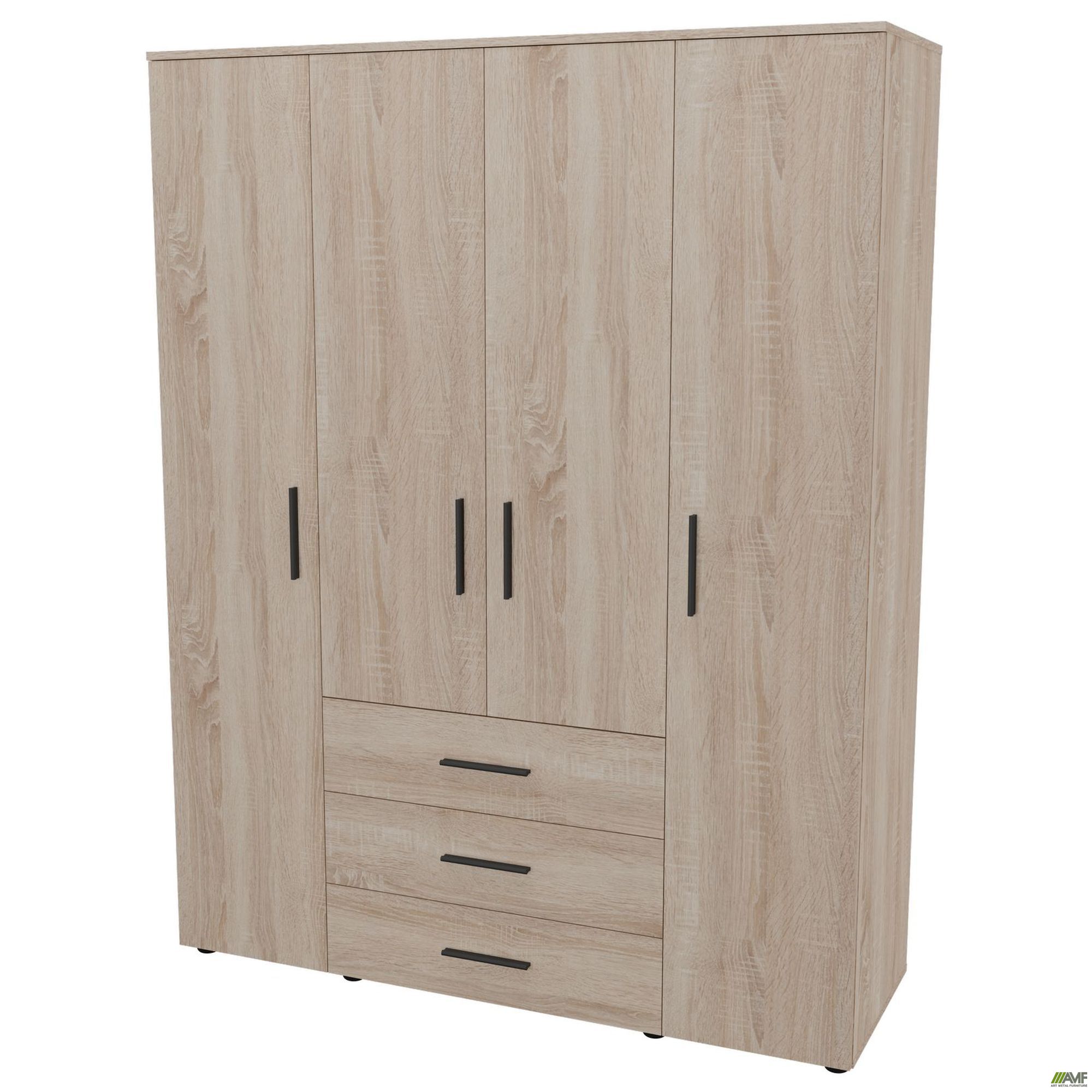 Фото 3 - Шкаф гардеробный City 4-х дверный 3 ящика (1500х500х1930Н) Дуб Сонома Фото 3 - Шкаф гардеробный City 4-х дверный 3 ящика (1500х500х1930Н) Дуб Сонома