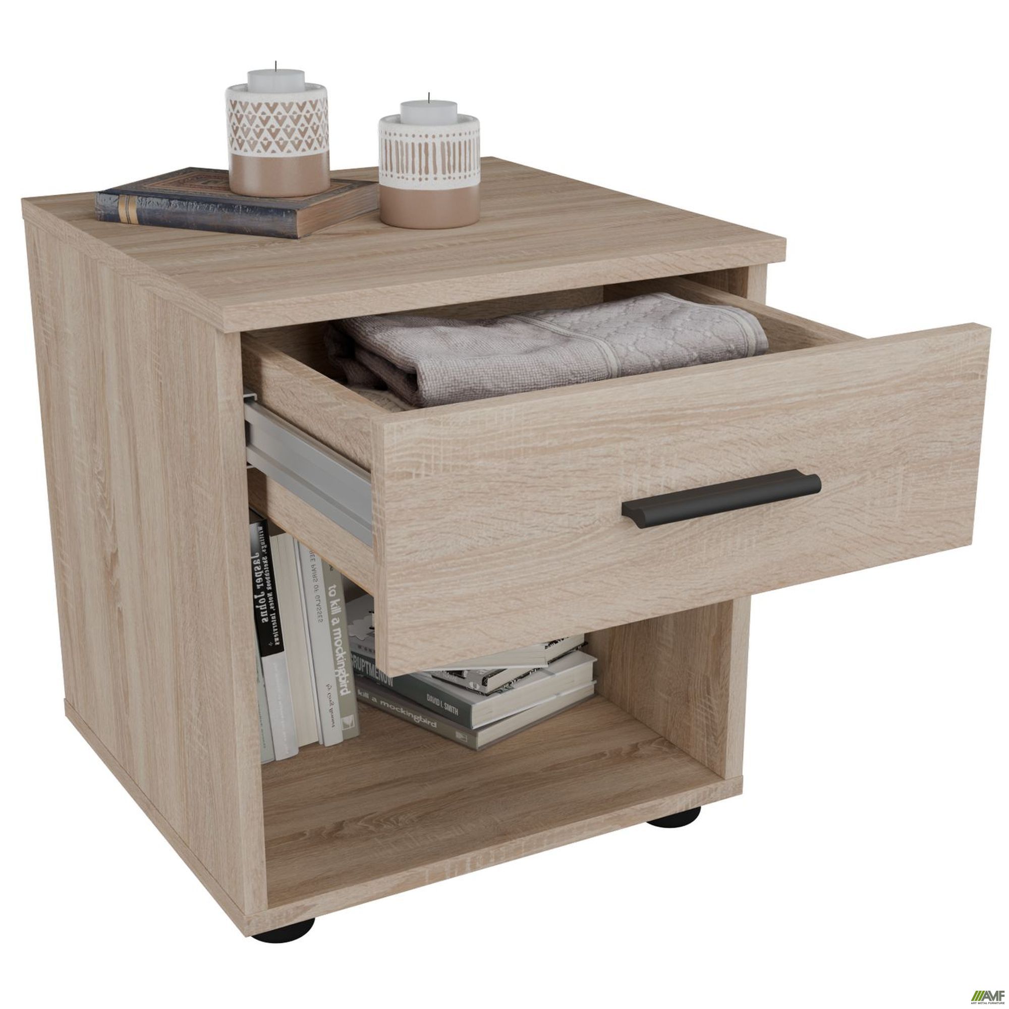 Фото 4 - Тумба приліжкова City одна шухляда (400х400х450Н) Дуб Сонома Фото 4 - Тумба приліжкова City одна шухляда (400х400х450Н) Дуб Сонома