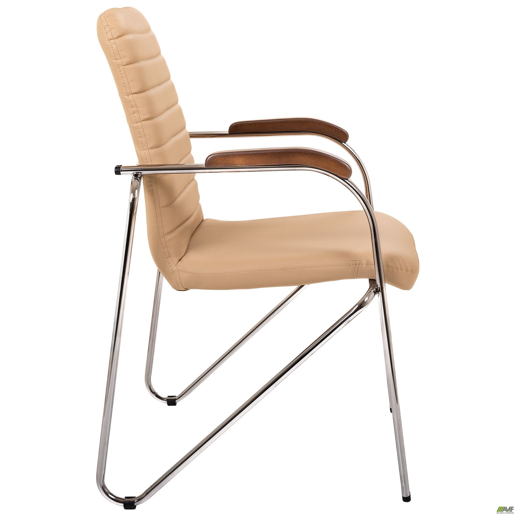 Фото 3 - Стілець Rumba хром орех Шкірзам бежевий Фото 3 - Стілець Rumba хром орех Шкірзам бежевий