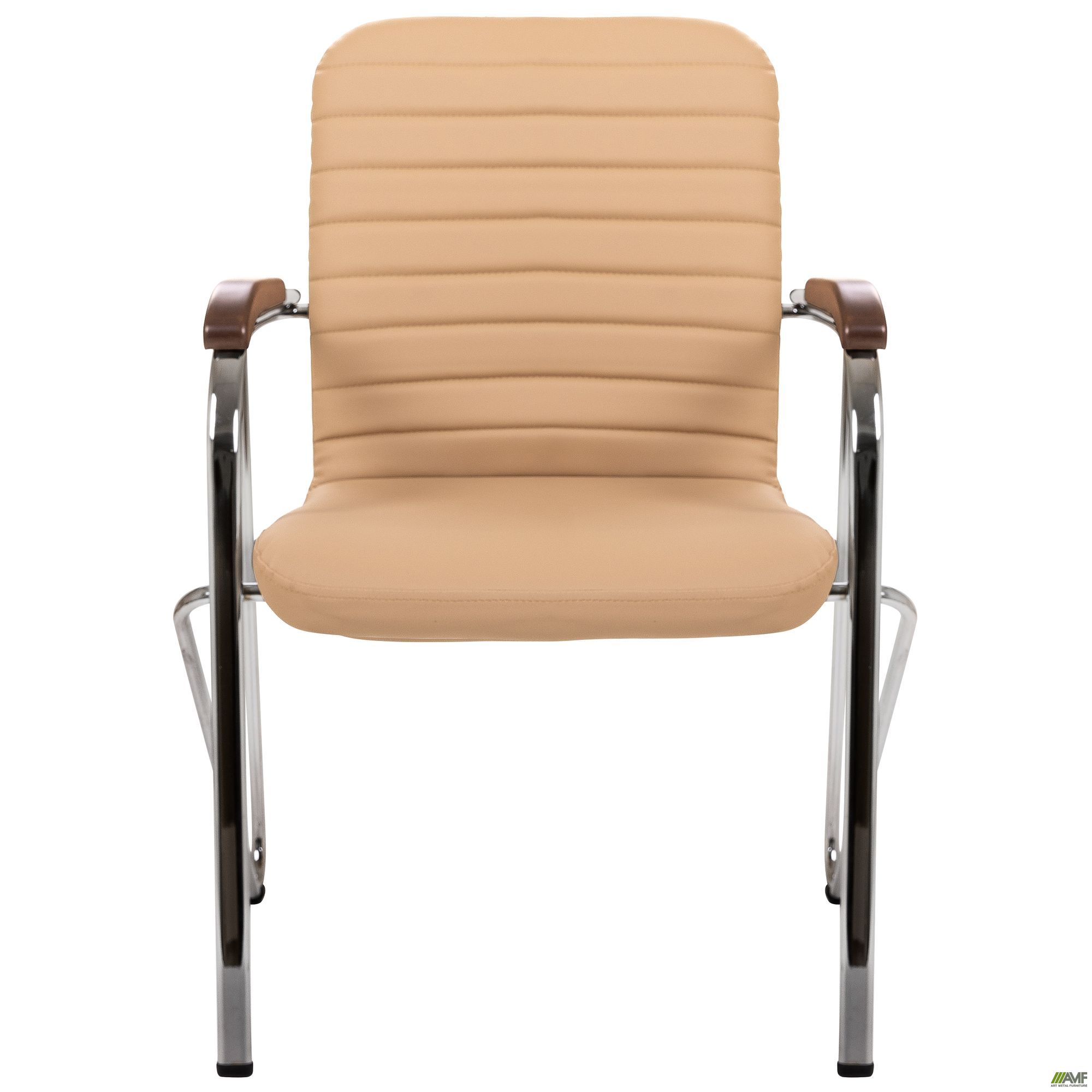 Фото 4 - Стілець Rumba хром орех Шкірзам бежевий Фото 4 - Стілець Rumba хром орех Шкірзам бежевий