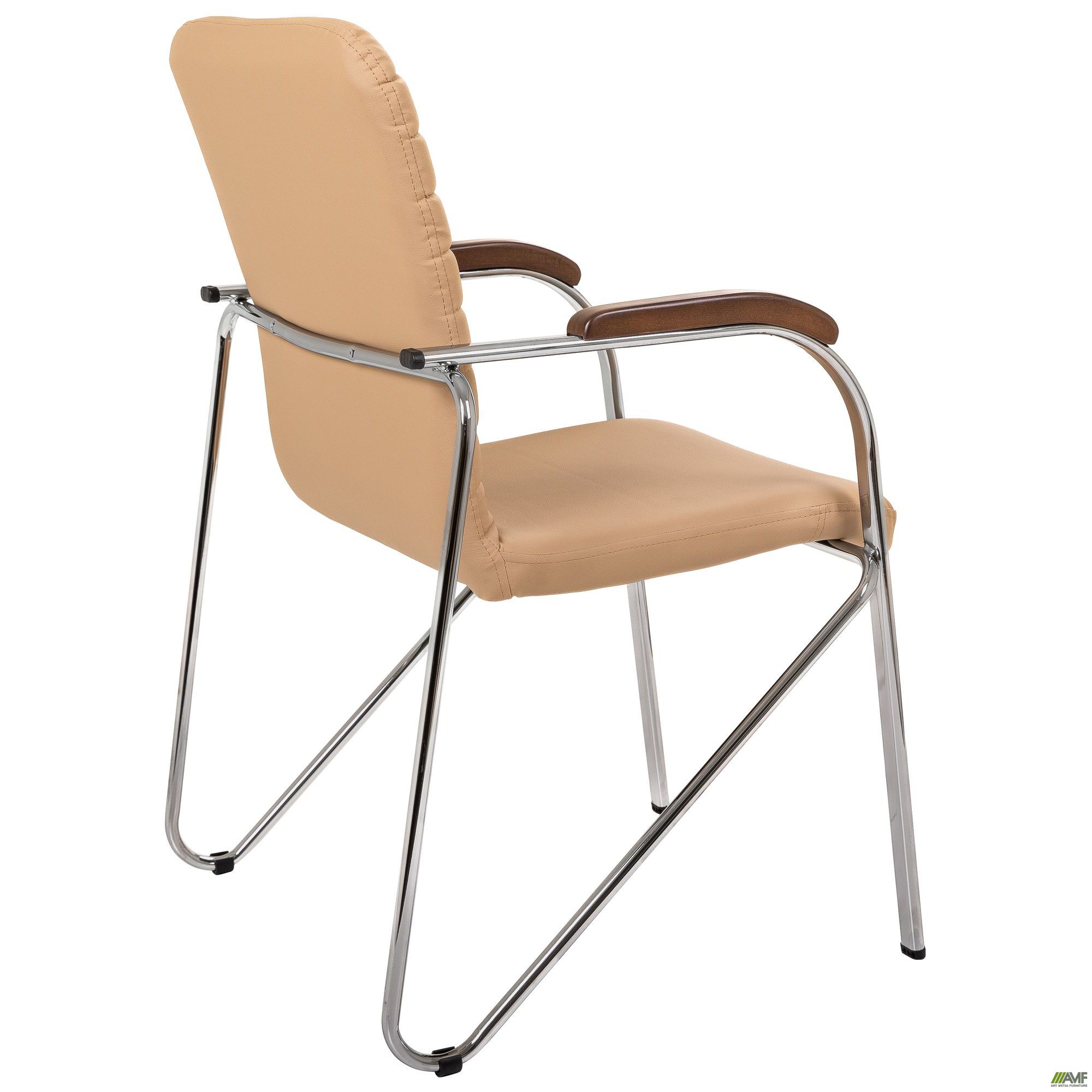 Фото 5 - Стілець Rumba хром орех Шкірзам бежевий Фото 5 - Стілець Rumba хром орех Шкірзам бежевий