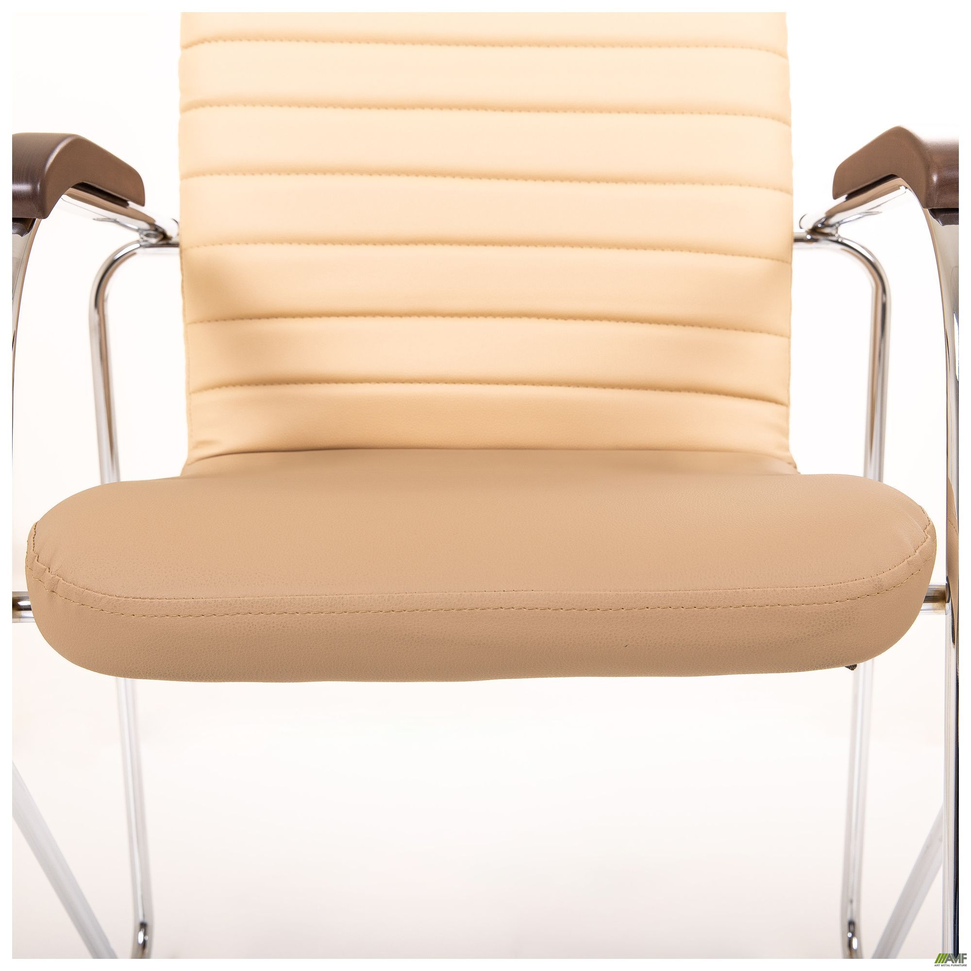 Фото 9 - Стілець Rumba хром орех Шкірзам бежевий Фото 9 - Стілець Rumba хром орех Шкірзам бежевий