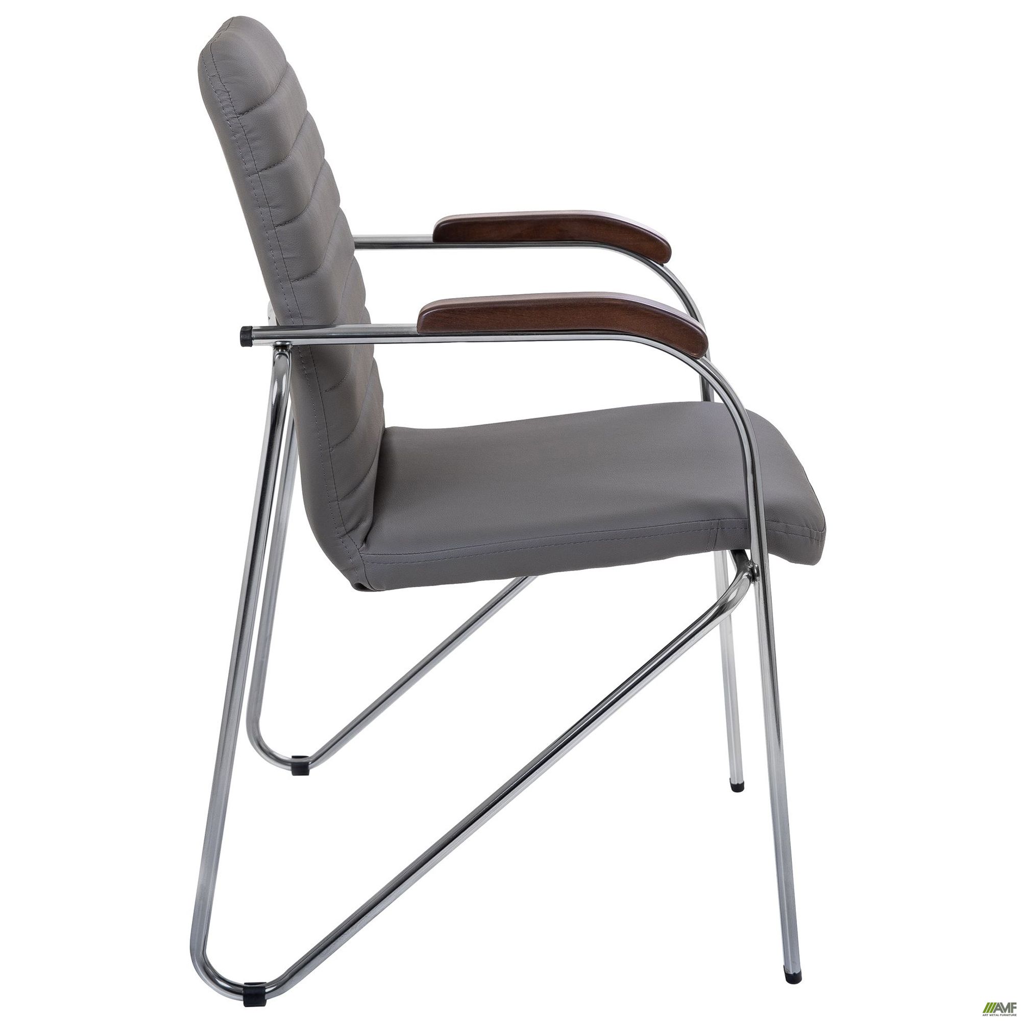 Фото 3 - Стул Rumba хром орех Кожзам серый Фото 3 - Стул Rumba хром орех Кожзам серый