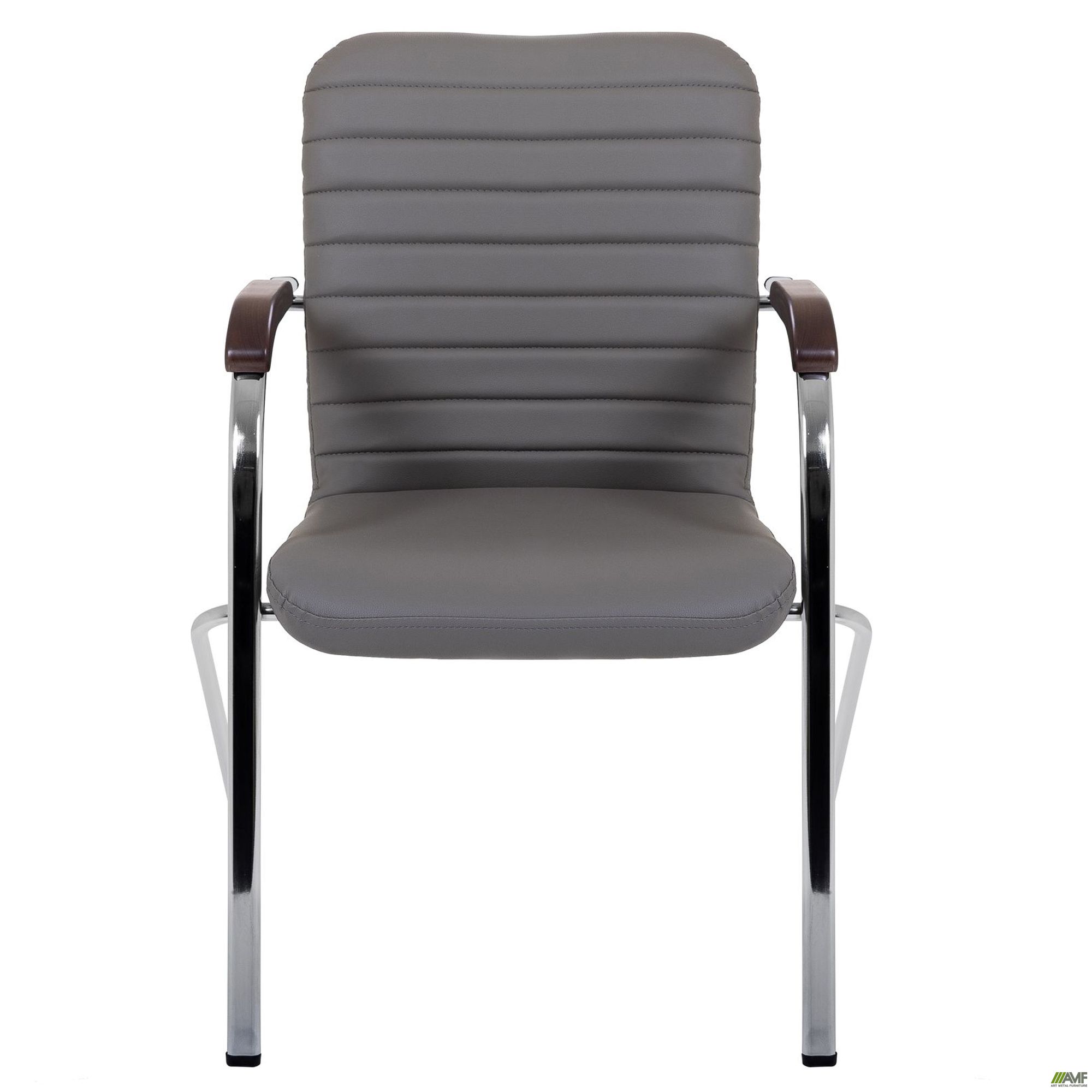 Фото 4 - Стул Rumba хром орех Кожзам серый Фото 4 - Стул Rumba хром орех Кожзам серый