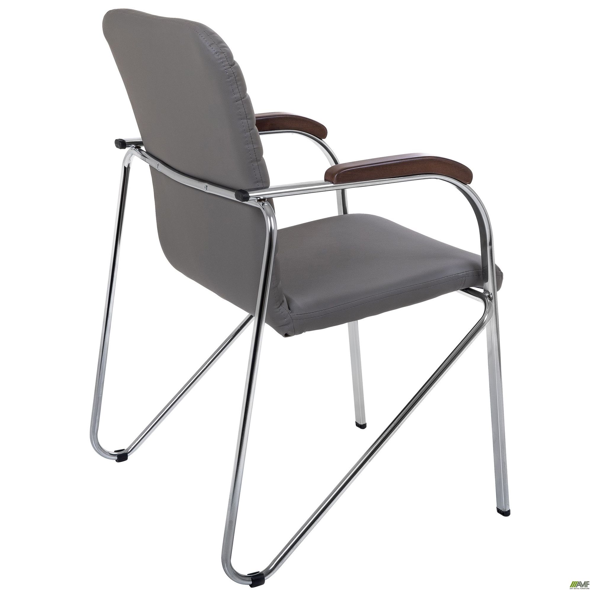 Фото 5 - Стул Rumba хром орех Кожзам серый Фото 5 - Стул Rumba хром орех Кожзам серый