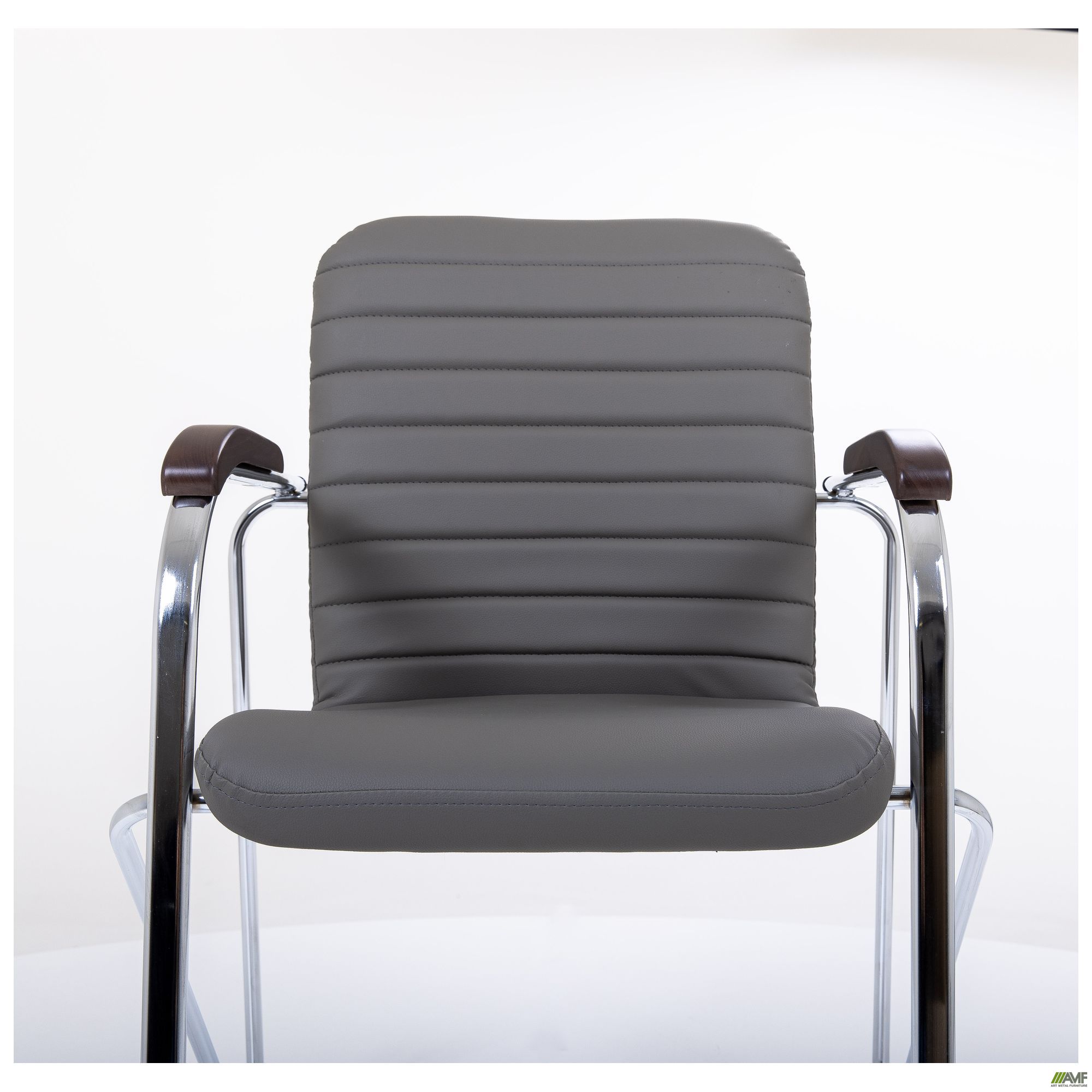 Фото 6 - Стул Rumba хром орех Кожзам серый Фото 6 - Стул Rumba хром орех Кожзам серый