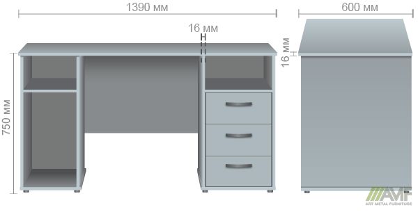 Характеристики ОМ-83 Стол (1390х600х750мм) бук