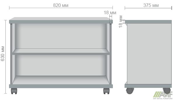 Характеристики Тумба мобильная М220 АртМобил (820х375х630мм) клен/кромка серый металлик