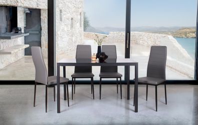 Стол обеденный Родос DT-101 черный/стекло антрацит - интерьер - фото 2