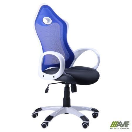 Фото 1 - Кресло Матрикс-1 Белый, сиденье Сетка черная/спинка Сетка синяя