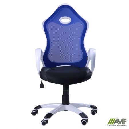 Фото 3 - Кресло Матрикс-1 Белый, сиденье Сетка черная/спинка Сетка синяя