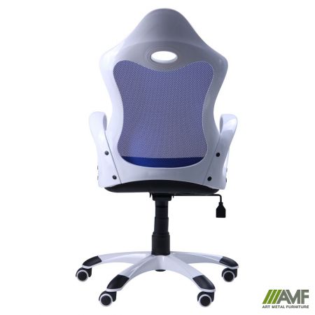 Фото 4 - Кресло Матрикс-1 Белый, сиденье Сетка черная/спинка Сетка синяя