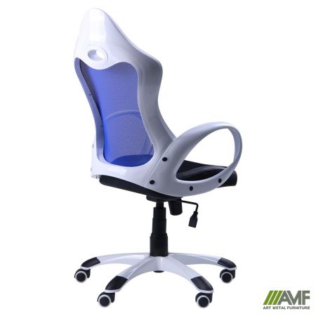 Фото 5 - Кресло Матрикс-1 Белый, сиденье Сетка черная/спинка Сетка синяя