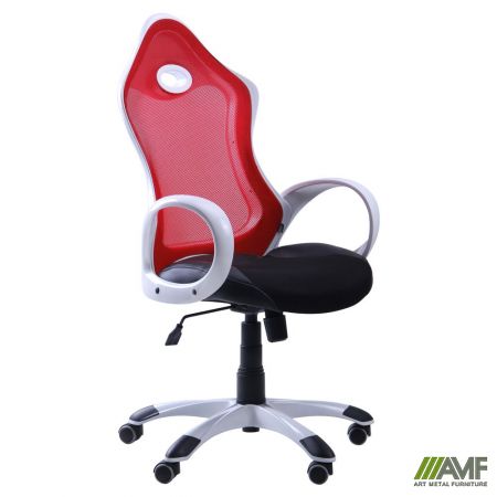 Фото 1 - Кресло Матрикс-1 Белый, сиденье Сетка черная/спинка Сетка красная
