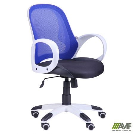 Фото 1 - Кресло Матрикс-LB Белый, сиденье Сетка черная/спинка Сетка синяя