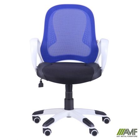 Фото 3 - Кресло Матрикс-LB Белый, сиденье Сетка черная/спинка Сетка синяя