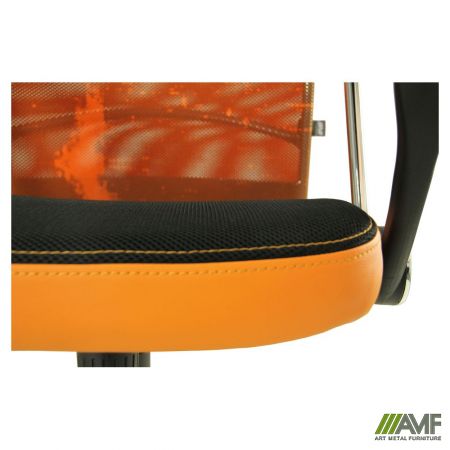 Фото 3 - Кресло АЭРО HB сиденье Сетка черная, боковины Zeus 045 Orange/спинка Сетка оранж-Skyline 