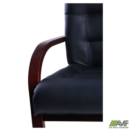 Фото 5 - Кресло Роял CF вишня Кожа Сплит черная