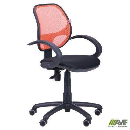 Фото 1 - Кресло Байт/АМФ-5 сиденье Сетка черная/спинка Сетка оранжевая 