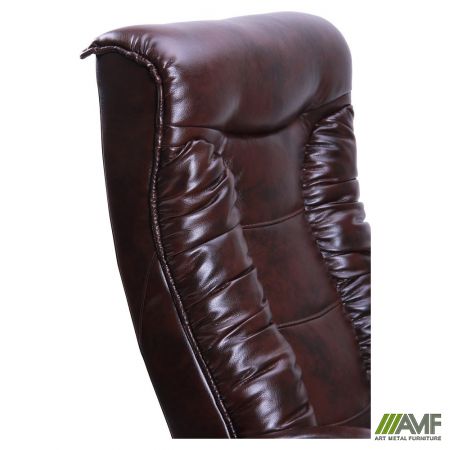 Фото 5 - Кресло Кинг Люкс MB орех Кожа Люкс комбинированная Темно-коричневая