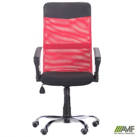 Фото 3 - Кресло Ultra Хром сиденье А-1/спинка Сетка красная, вставка Скаден черный 