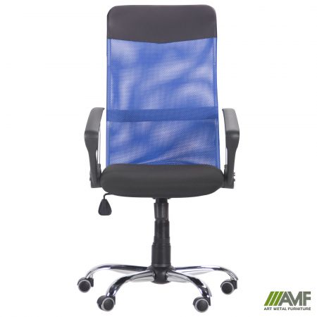 Фото 3 - Кресло Ultra Хром сиденье А-1/спинка Сетка синяя, вставка Скаден черный 