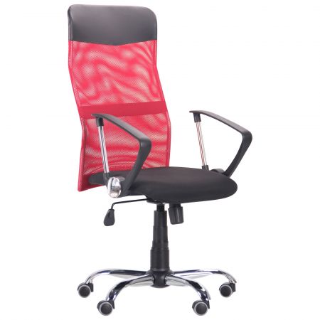 Фото 1 - Кресло Ultra Хром сиденье C-1/спинка Сетка красная, вставка Скаден черный