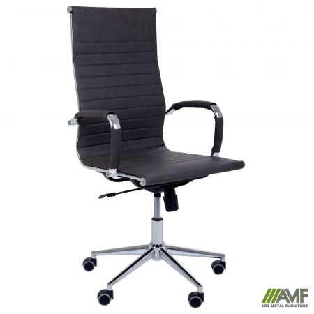 Фото 1 - Крiсло Slim HB Хром Tilt WAX Dark Grey 