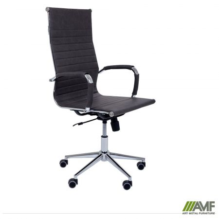 Фото 2 - Крiсло Slim HB Хром Tilt WAX Dark Grey 