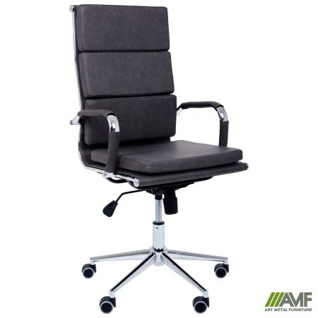 Фото 1 - Крiсло Slim FX HB Хром Tilt WAX Black Grey 