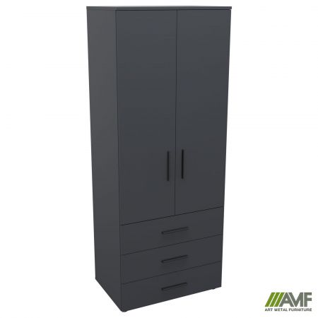 Фото 1 - Шафа гардеробна City 2-х дверна 3 шухляди (760х500х1930Н) Антрацит 