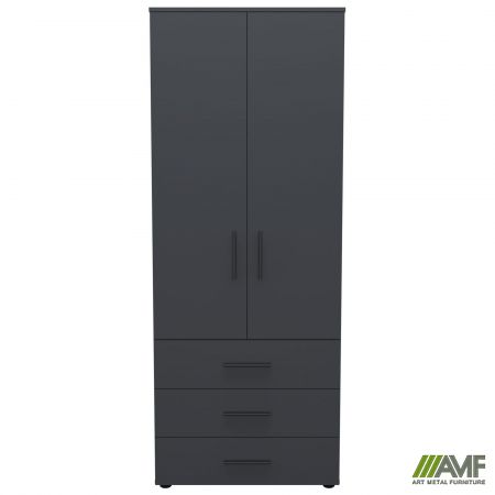 Фото 2 - Шафа гардеробна City 2-х дверна 3 шухляди (760х500х1930Н) Антрацит 