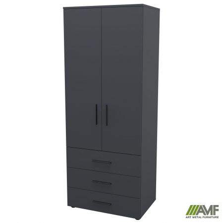 Фото 3 - Шафа гардеробна City 2-х дверна 3 шухляди (760х500х1930Н) Антрацит 