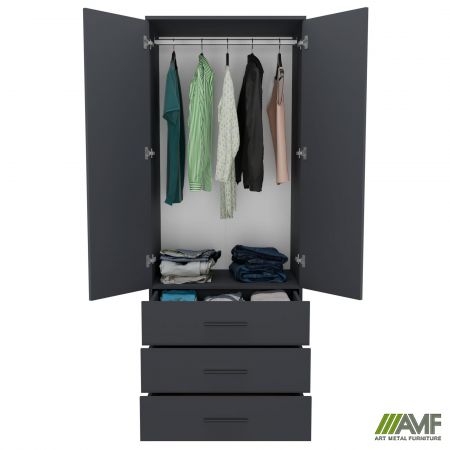 Фото 5 - Шафа гардеробна City 2-х дверна 3 шухляди (760х500х1930Н) Антрацит 