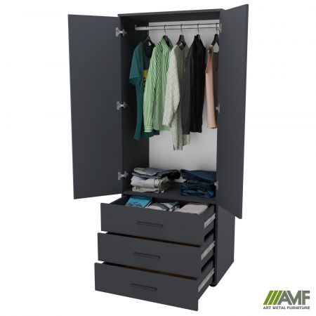 Фото 6 - Шафа гардеробна City 2-х дверна 3 шухляди (760х500х1930Н) Антрацит 