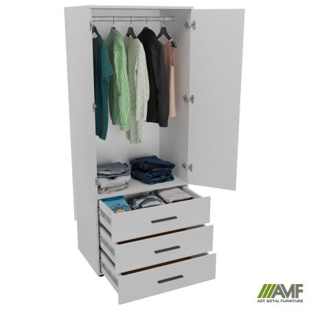 Фото 4 - Шафа гардеробна City 2-х дверна 3 шухляди (760х500х1930Н) Білий 